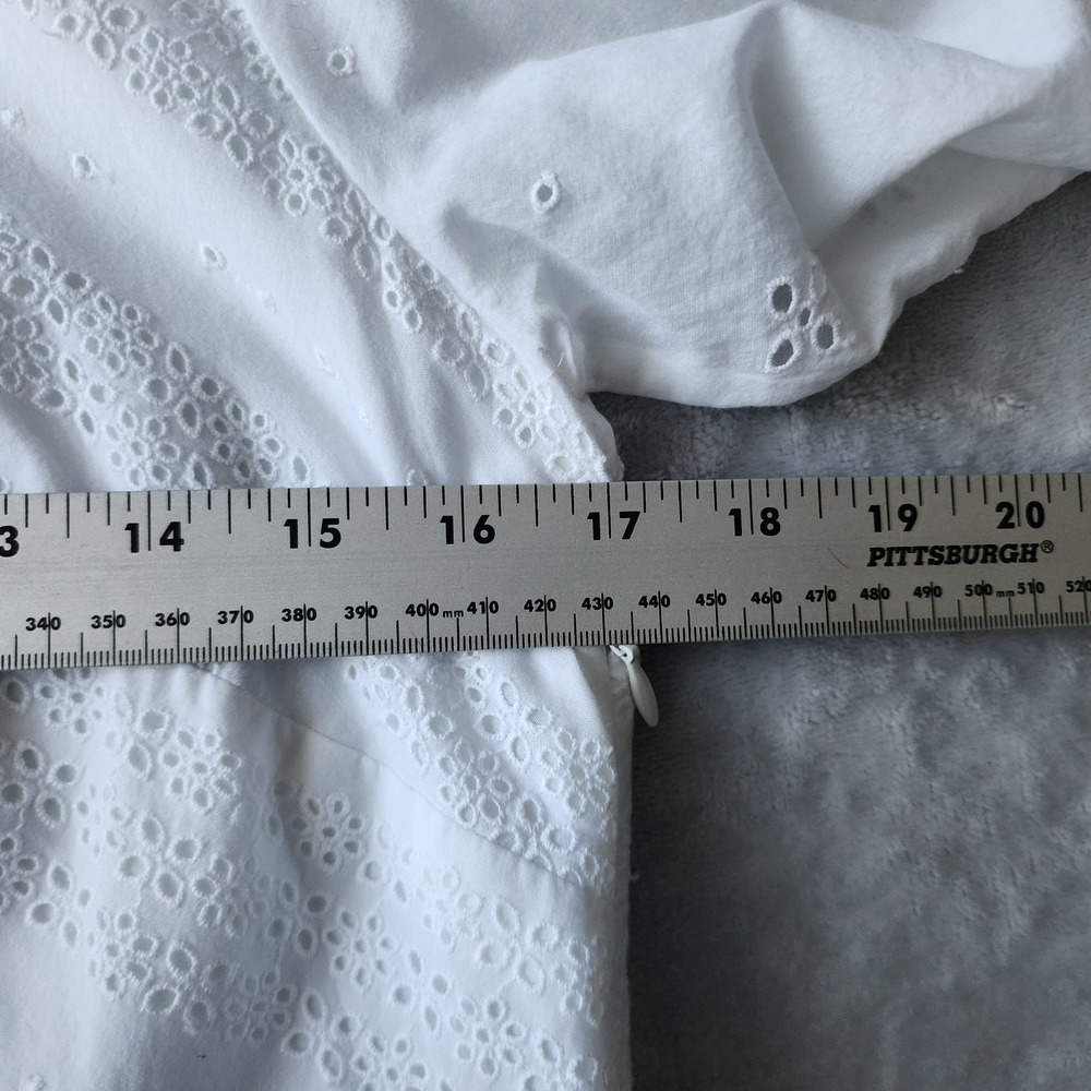 Madewell Dress Size 8 Eyelet Lace Flutter White Cotton Pockets Voile Mini NWT - Picture 10 of 12